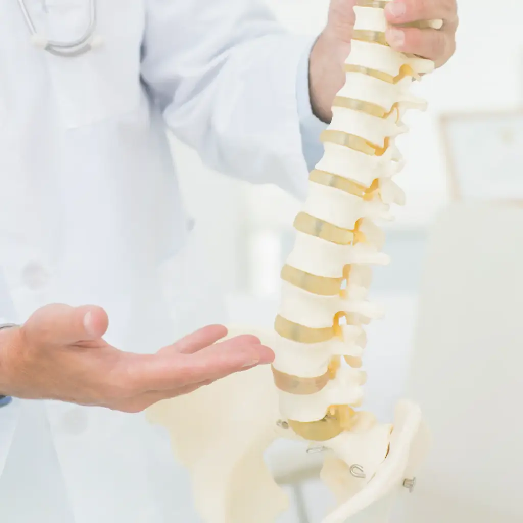 Foto de la página web de Noboli para la sección de rehabilitación. Un médico con una columna.